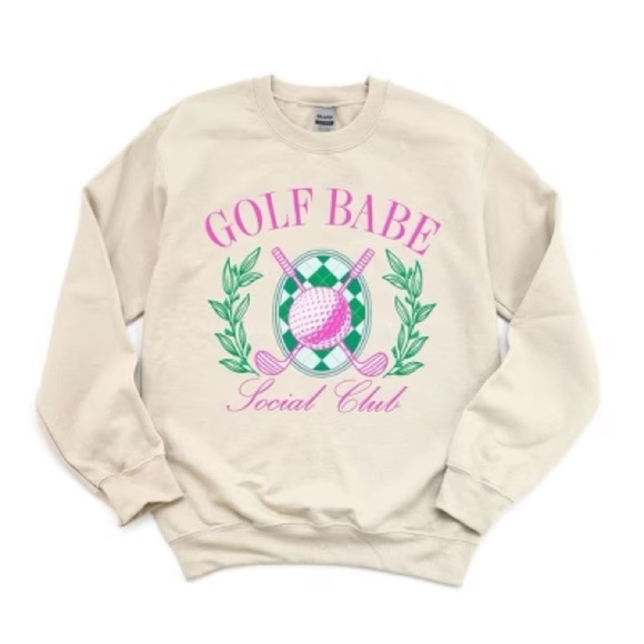 Gildan Tan Golf Babe Sweatshirt large - Picture 1 of 5